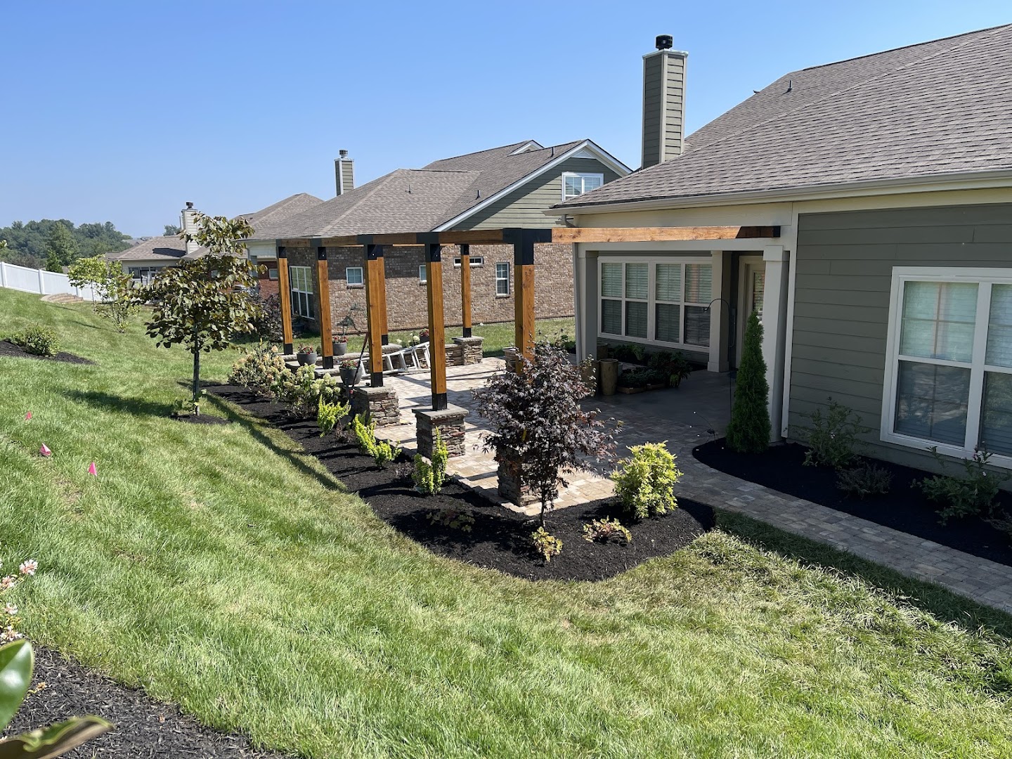 Pergola and landscaped slope, Williamson County TN